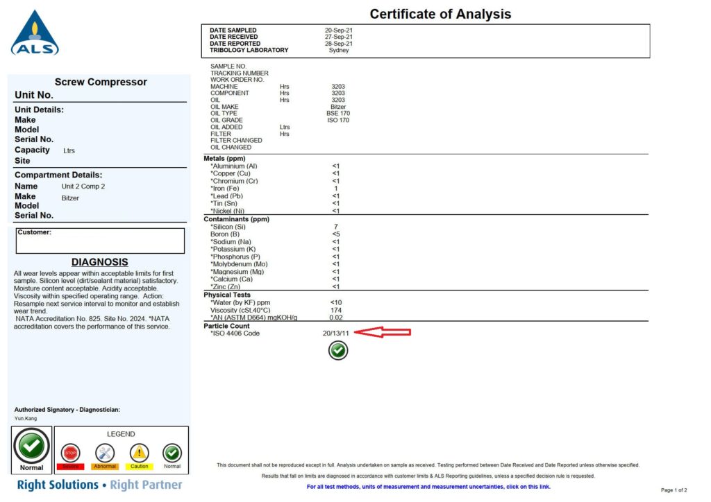 compressor oil sampling